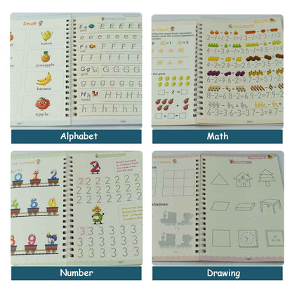 8075 4 Pc Magic Copybook Widely Used By Kids Childrens And Even Adults Also To Write Down Important Things Over It While Emergencies Etc.