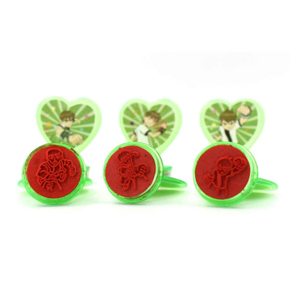 4804 Unique Cartoon Character Heart Shape Stamps 6 Pieces For Kids Motivation And Reward Theme Prefect Gift For Teachers Parents And Students (Multicolor)
