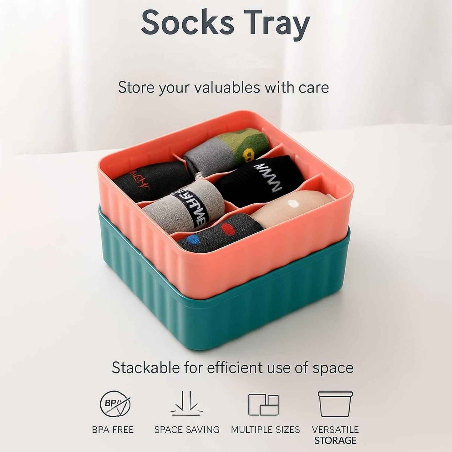 Square Organizer Box With 6 Compartments (Set Of 2)
