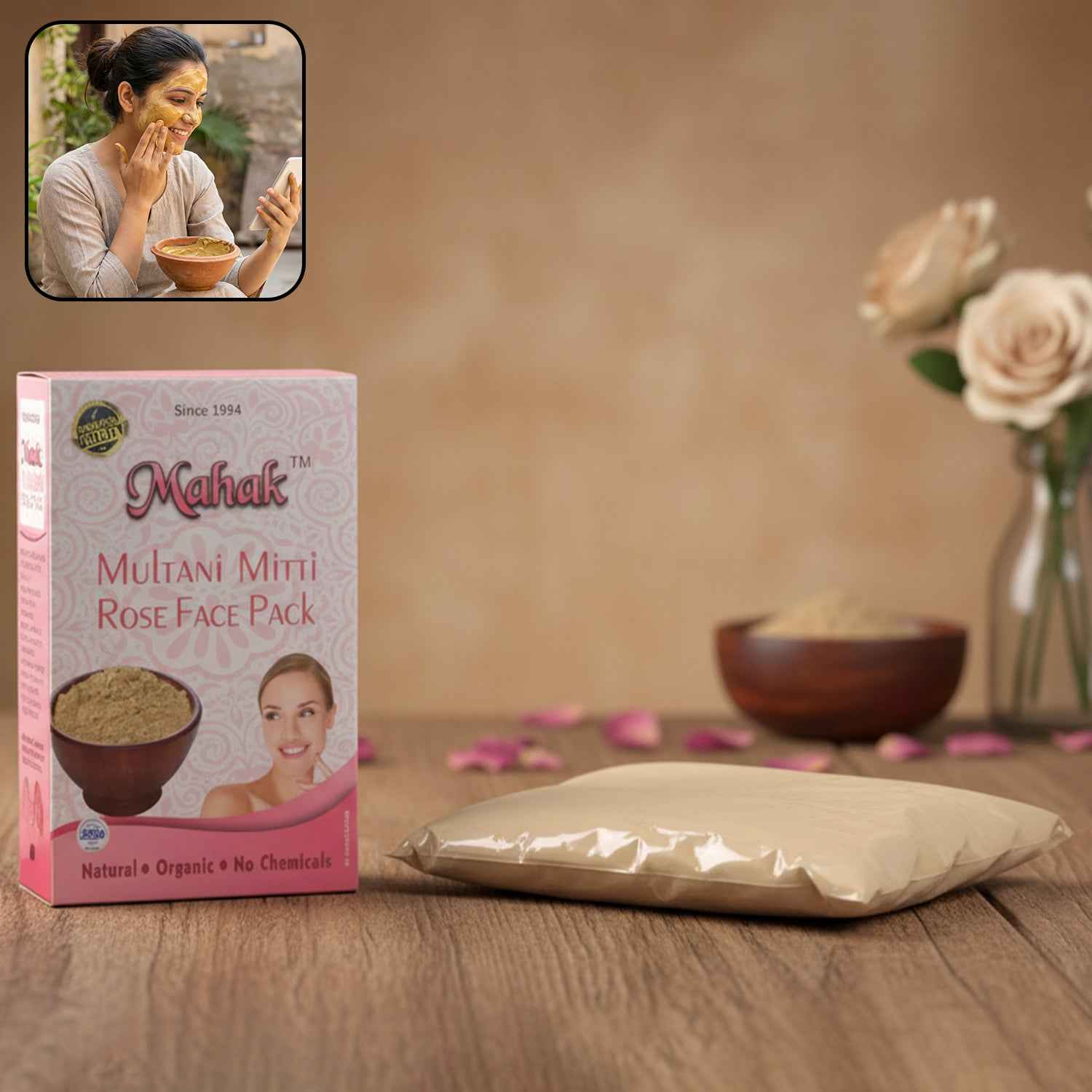 Herbal Multani Mitti  Rose Based Face Pack  80 Gm