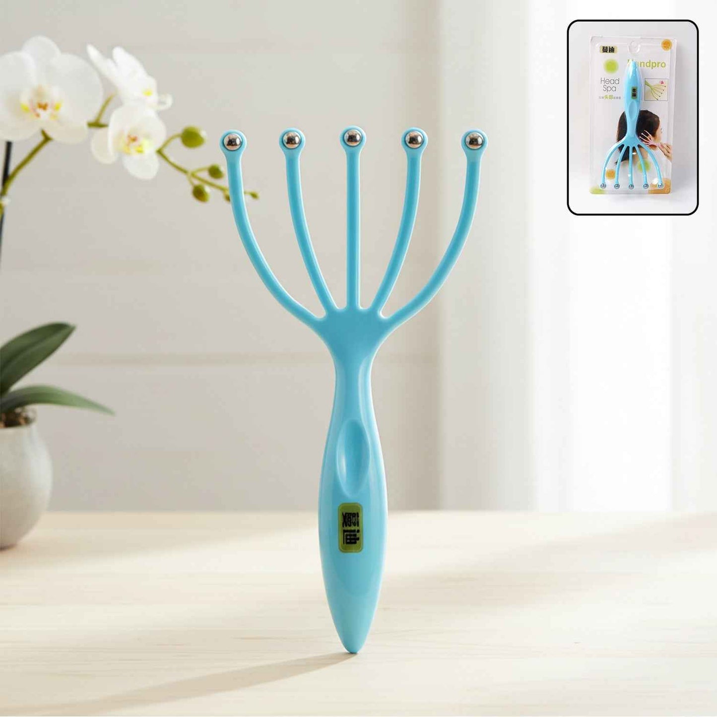 Handheld Five-finger Head Massager With Rolling Ball Tips (1 Pc)