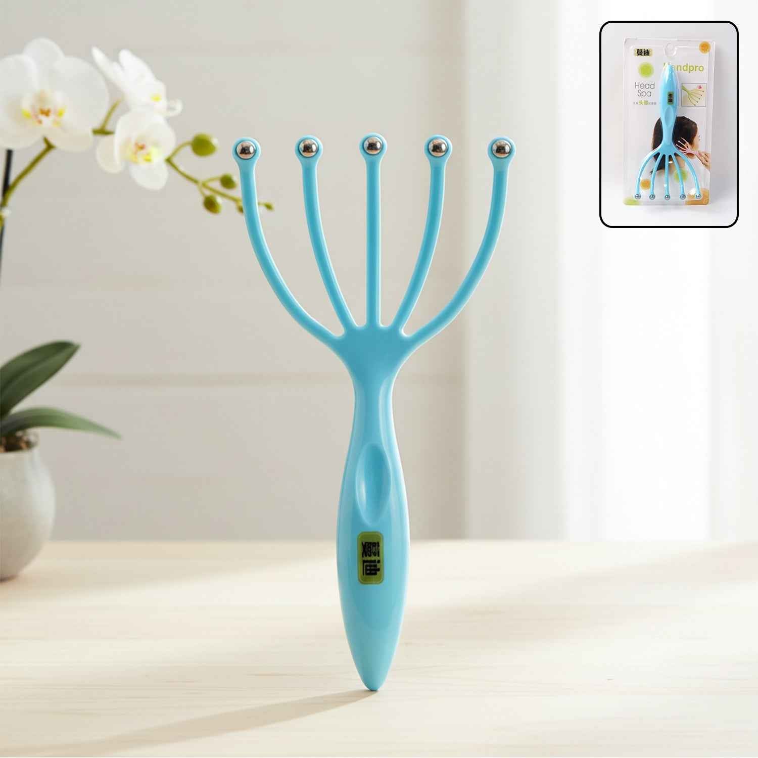 Handheld Five-finger Head Massager With Rolling Ball Tips (1 Pc)