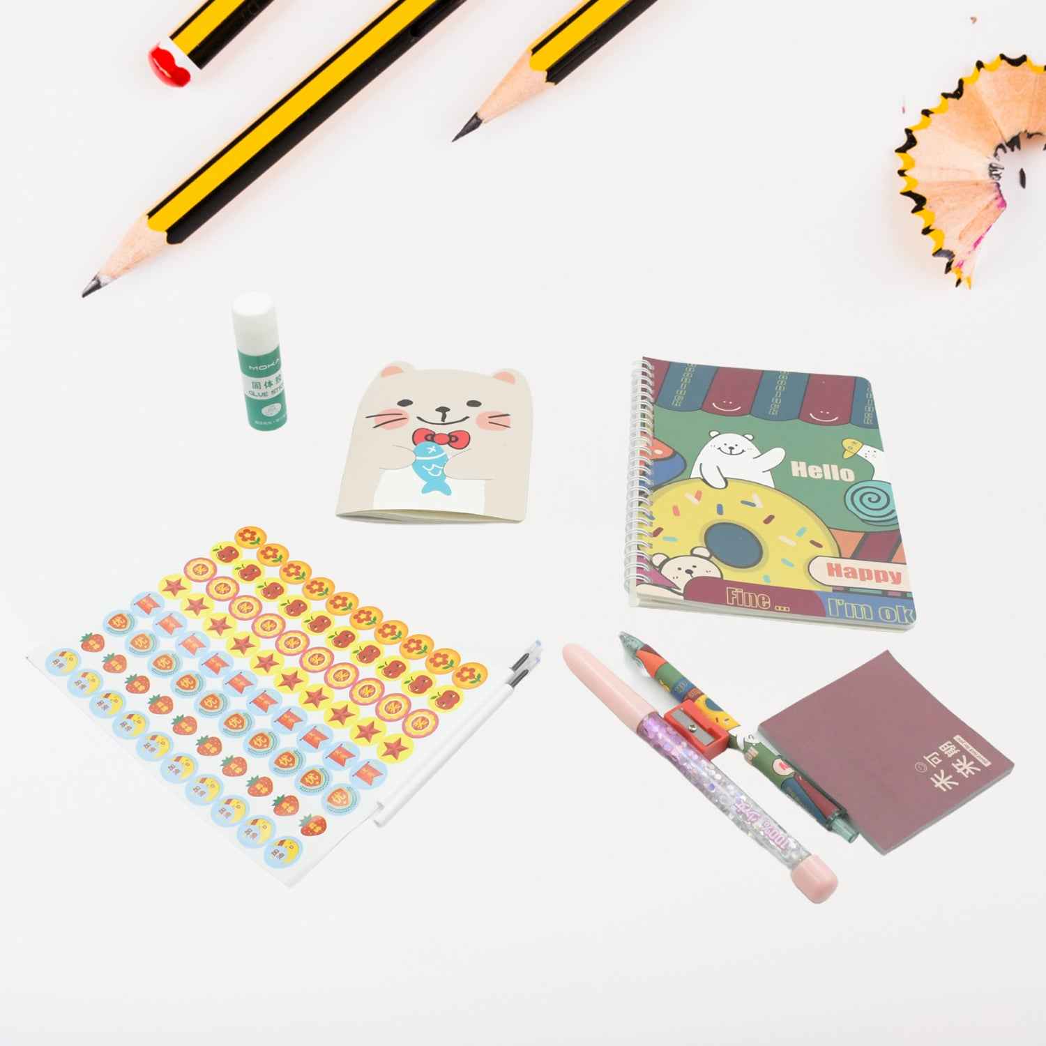 Cartoon Stationery Box  Cartoon Design School Box Book  Diary  Pen  Eraser Sharpner  Sticker  Pen Refill Student Gift School Box  (1 Box)