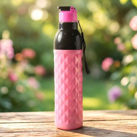 Plastic 1000 Ml Approx Diamond Pattern Leakproof Water Bottle (1 Pc) - BeSh Deals®