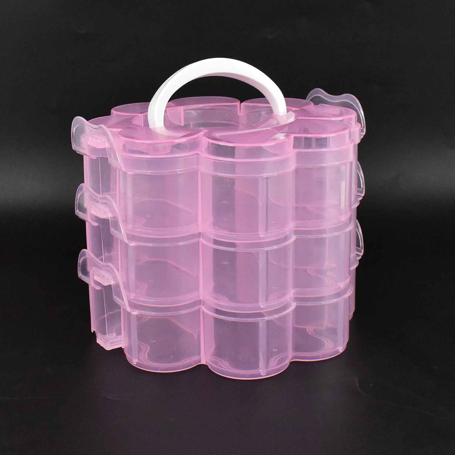 3-layer Transparent Plastic Flower-shaped Storage Box With 9 Grids