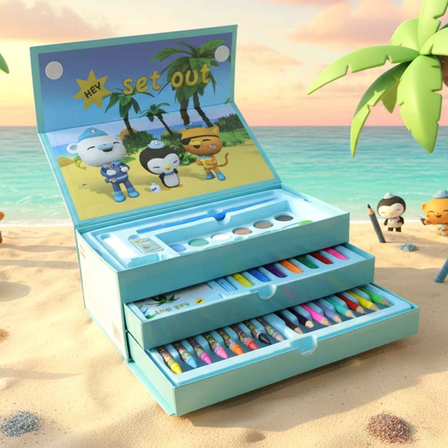 Drawing Kit Box For Kids With Colors  Tools (1 Pc)