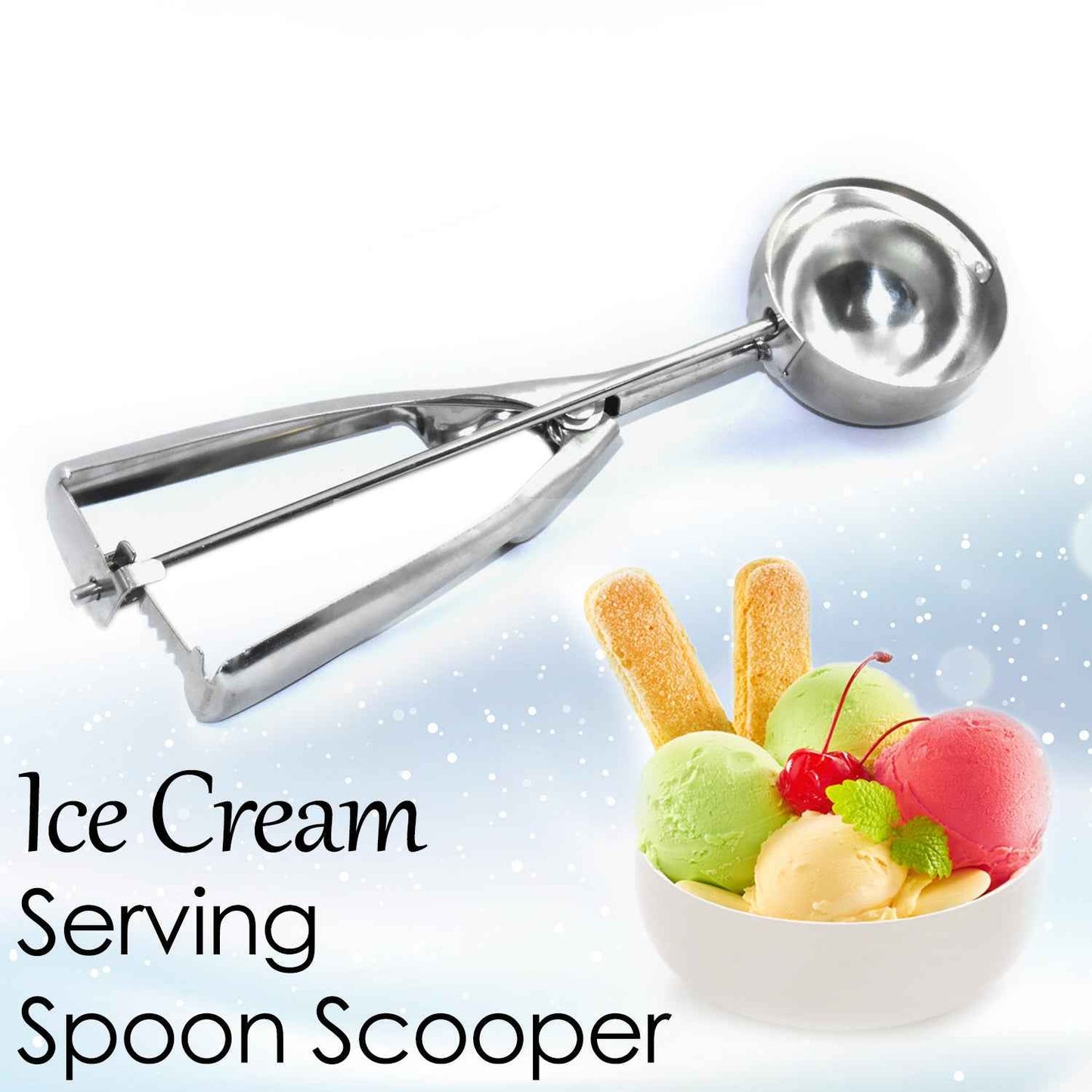 2418  Ice Cream Serving Scoop  Stainless Steel Premium Quality Ice Cream Serving Spoon Scooper With Trigger Release