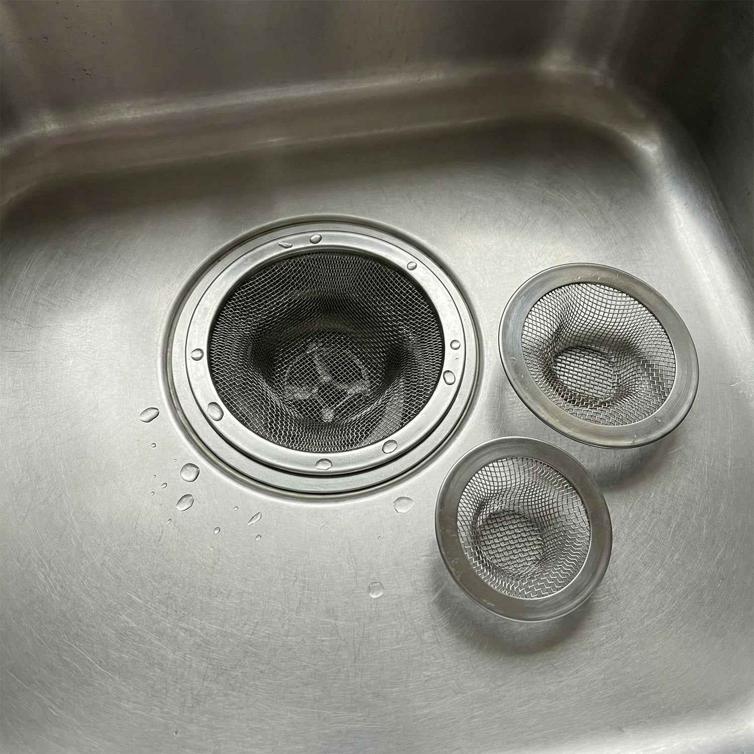Stainless Steel Sink Drain Strainer Set (3 Pc)