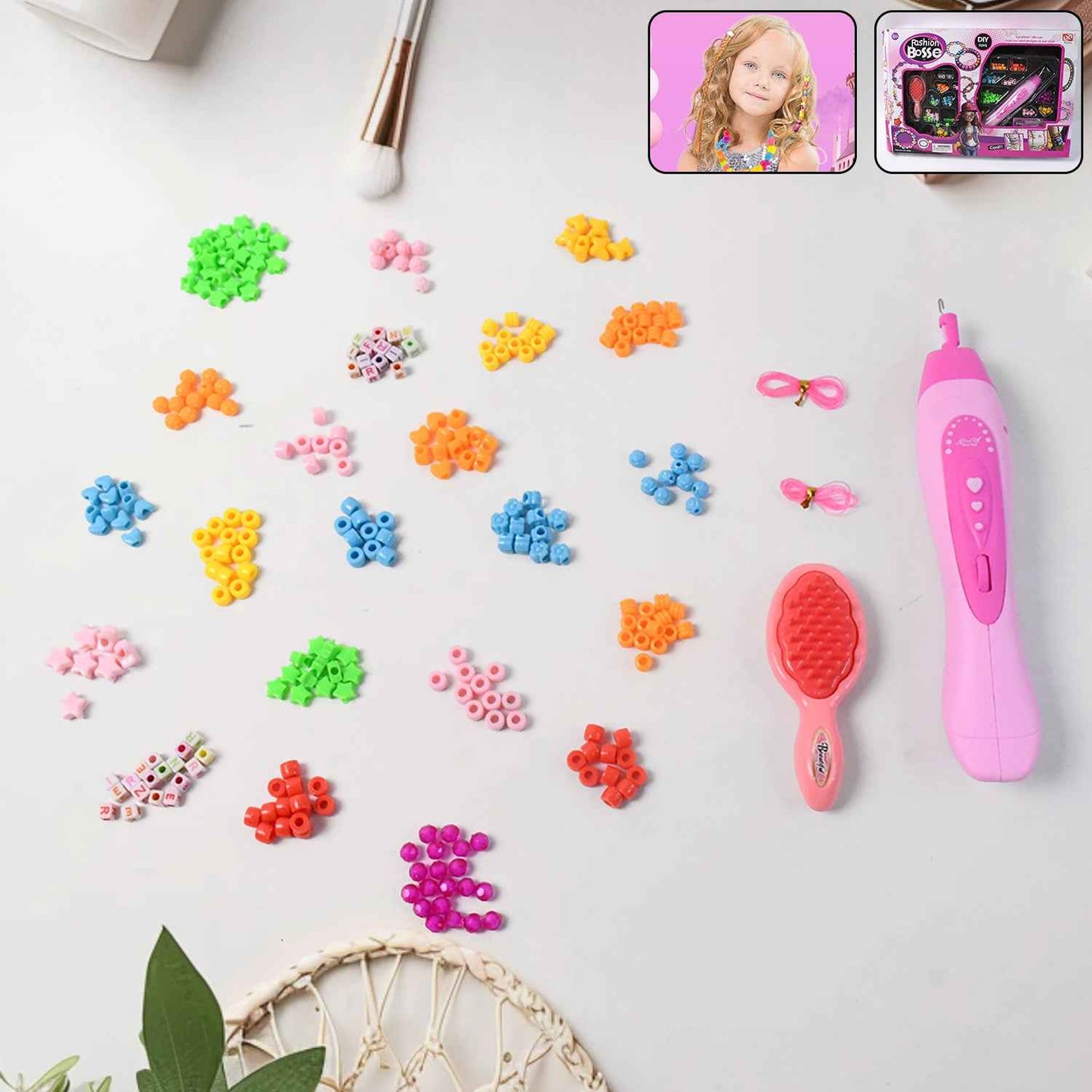 12672 Hair Styling Clasp Clips Twisting Stringing Beads Kit For Girls Portable Hair Braider Machinehairstyle Braid Kit Diy Hair Styling Tool With Comb Rubber Button Beads And Beads
