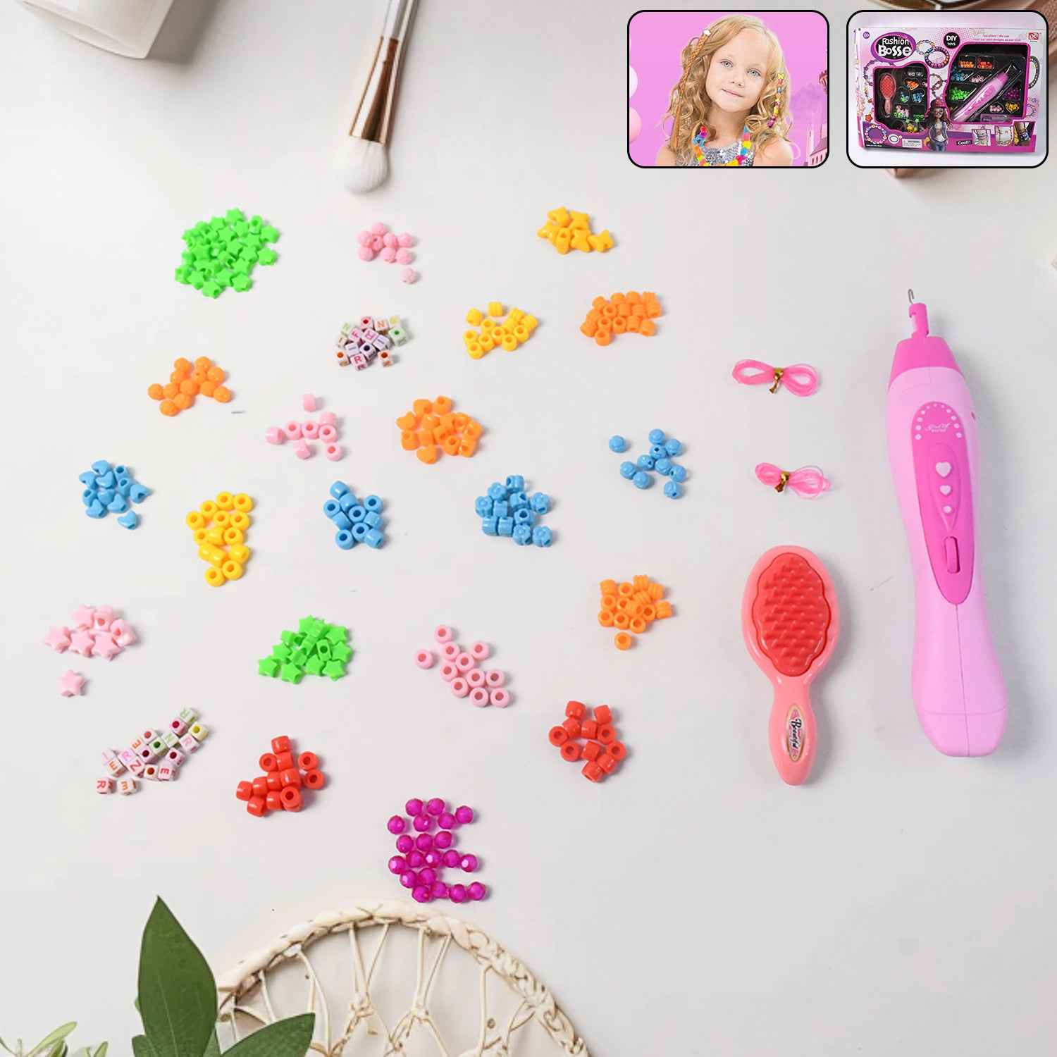 12672 Hair Styling Clasp Clips Twisting Stringing Beads Kit For Girls Portable Hair Braider Machinehairstyle Braid Kit Diy Hair Styling Tool With Comb Rubber Button Beads And Beads