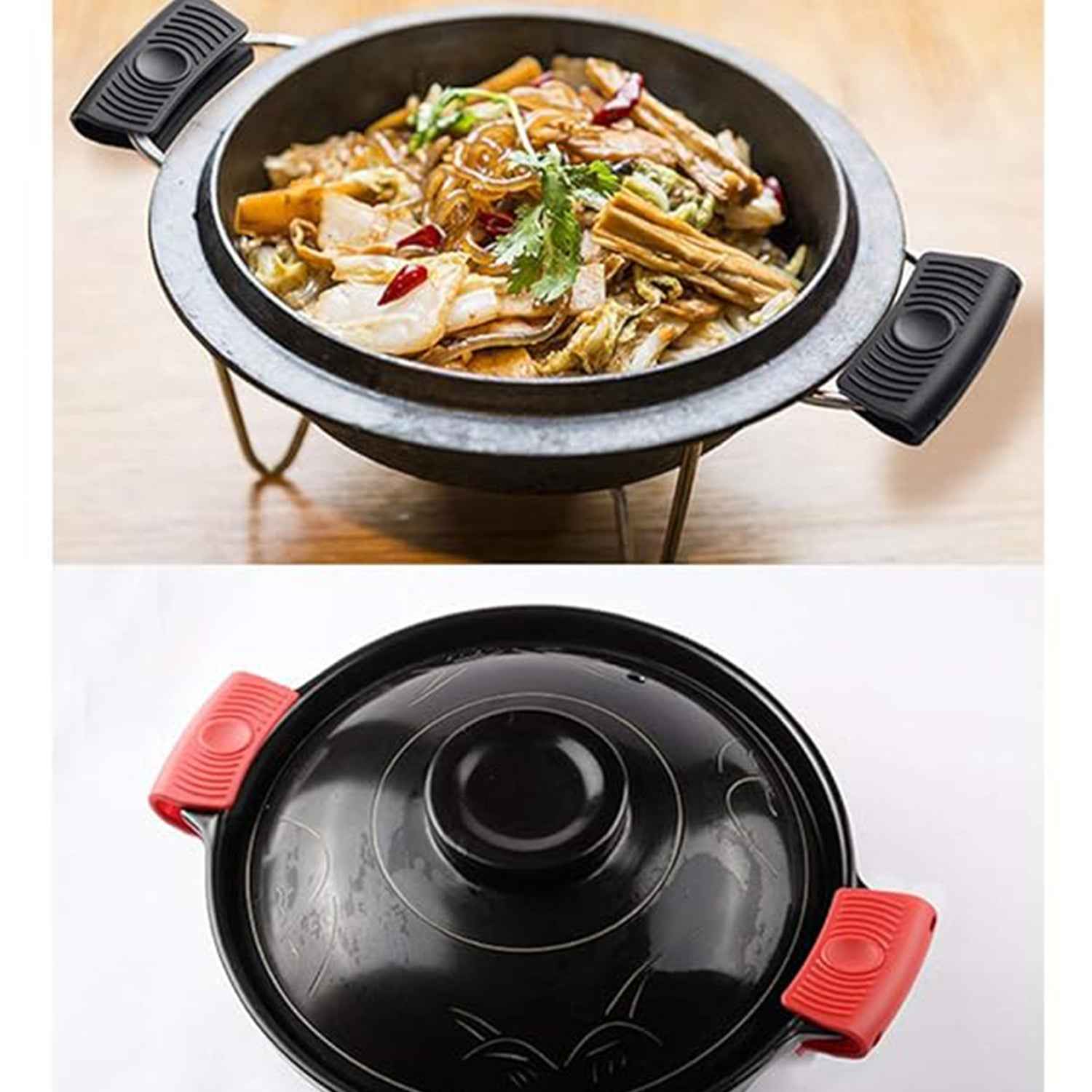 Silicone Rubber Pot Handle Sleeve Cover (2 Pc)