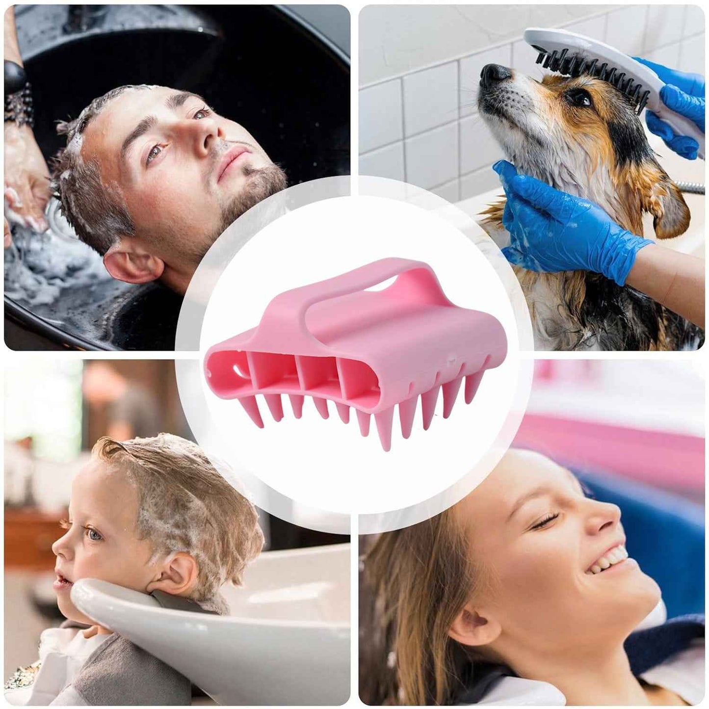 Scalp Massager Shampoo Brush Soft Silicone Hair Washing Comb With Handle