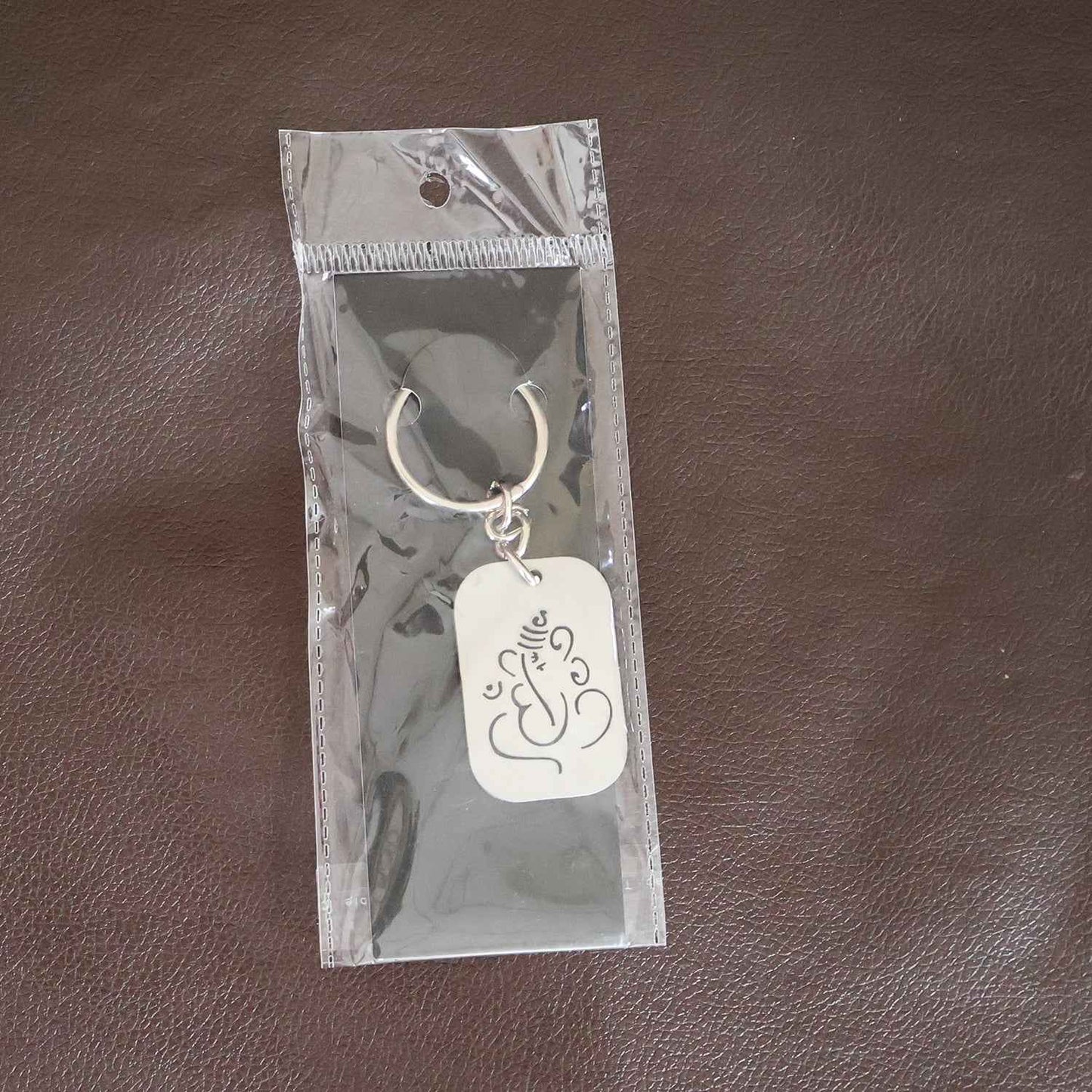 Auspicious Ganesh Cut-out Metal Keychain - (1 Pc)