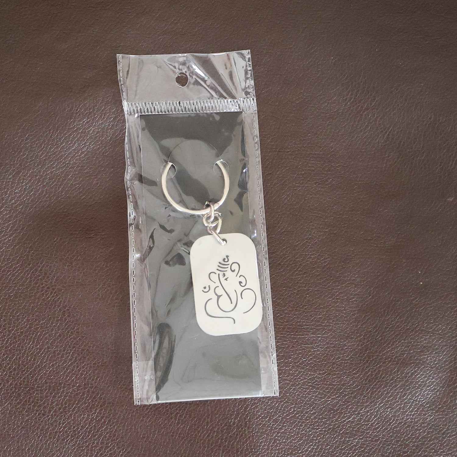 Auspicious Ganesh Cut-out Metal Keychain - (1 Pc)
