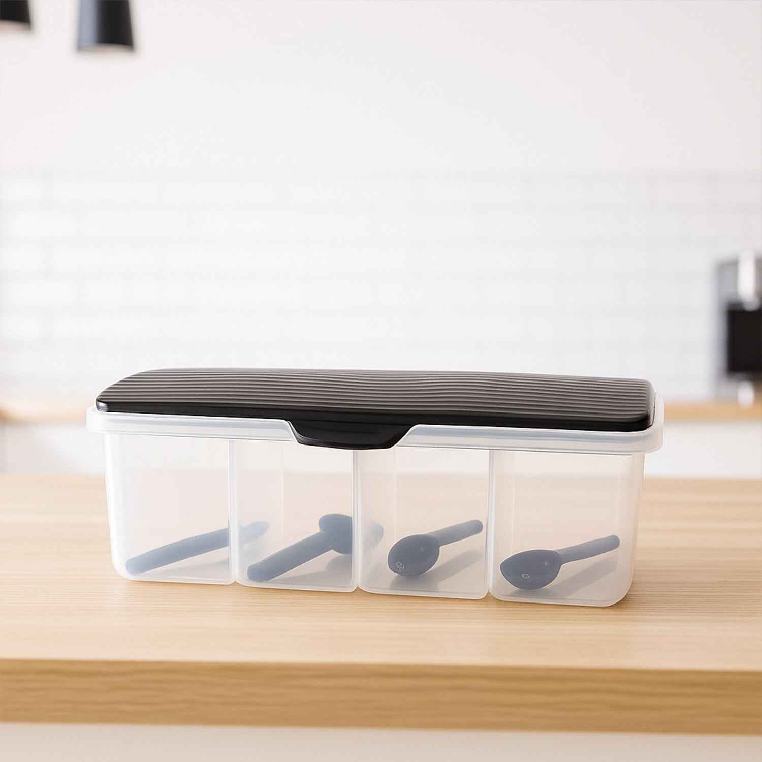 Kitchen Multipurpose Air-tight 4 Sections Storage Containers  Masala Box (1 Set)