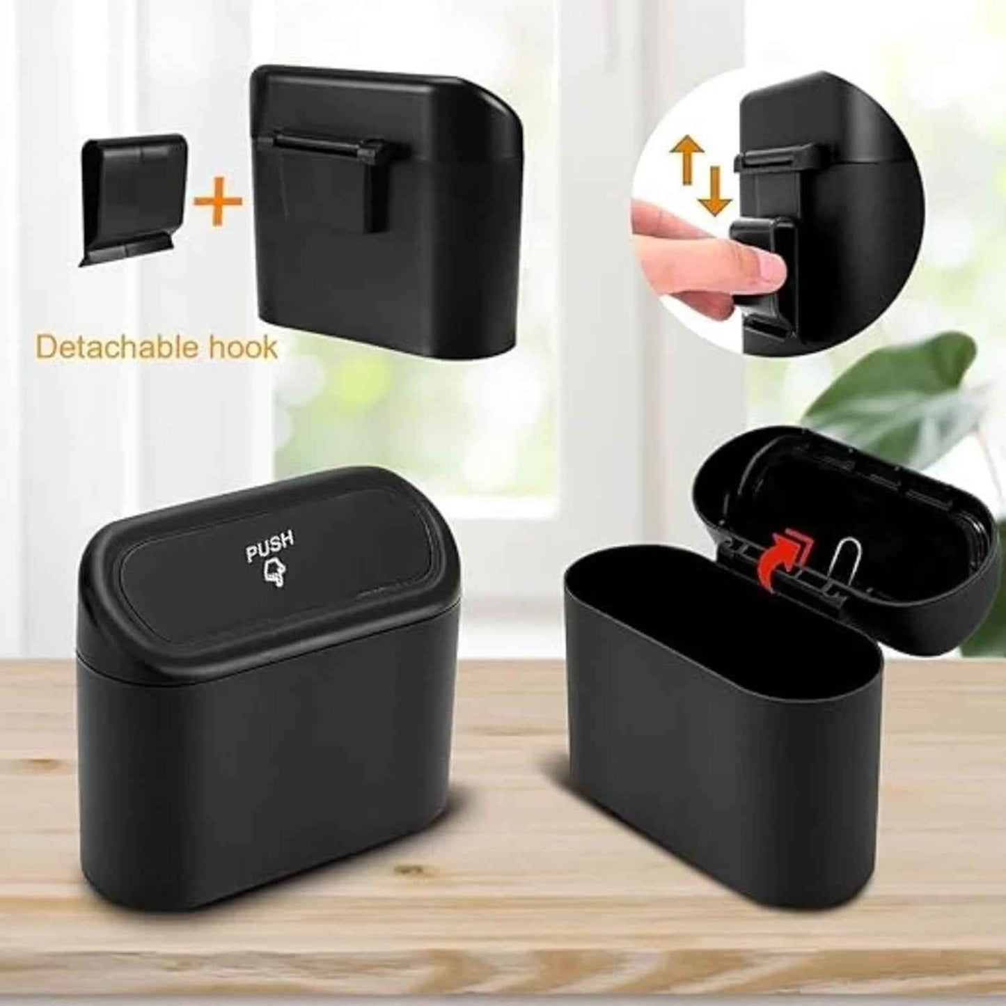 Mini Car Trash Can With Lid Waterproof Car Trash Bin Storage Box (1 Pc)