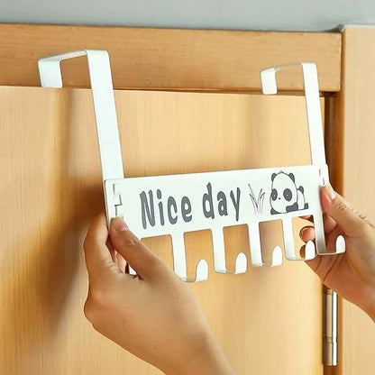 Heavy-duty Carbon Steel Door Hook Hanger Rack (1 Pc  6 Hook  White)