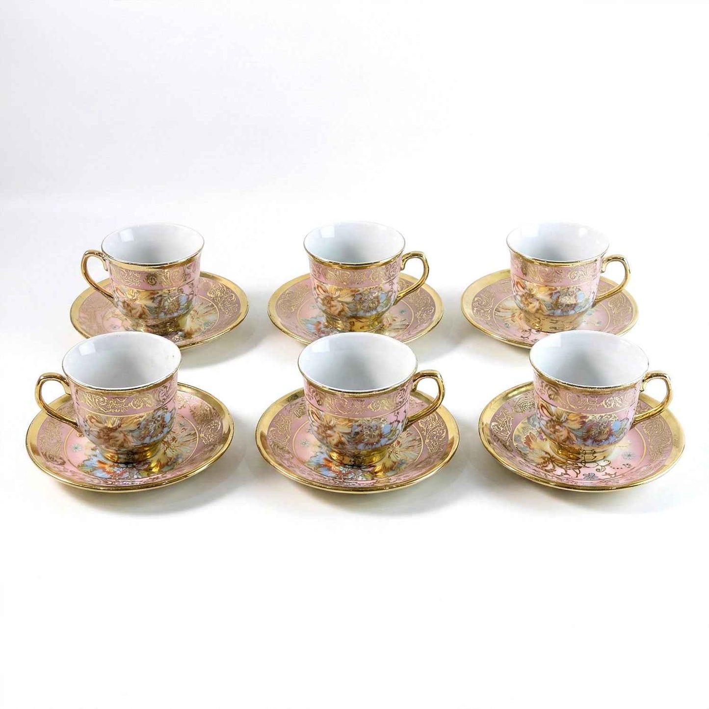 Premium Floral Porcelain Tea Cup And Saucer Set (12 Pc Set)