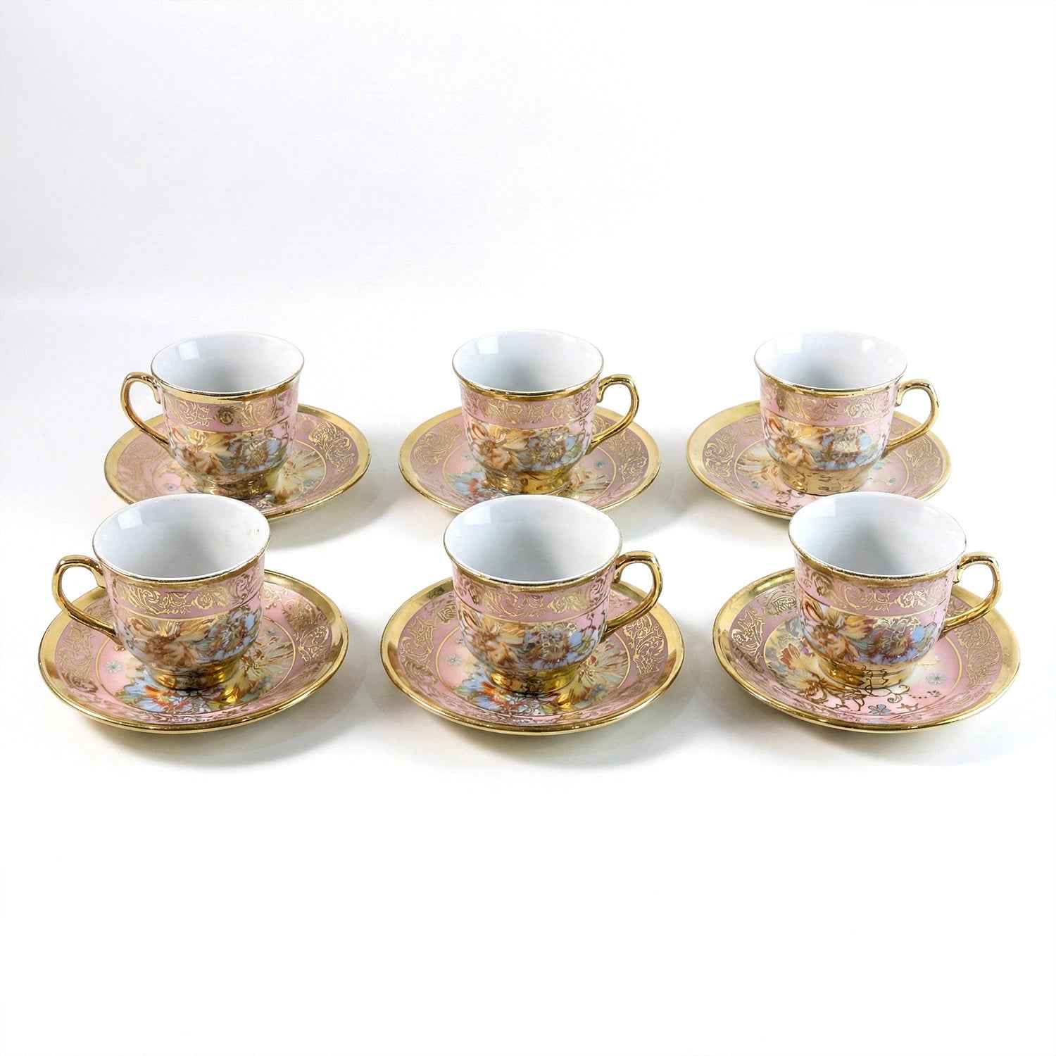 Premium Floral Porcelain Tea Cup And Saucer Set (12 Pc Set)