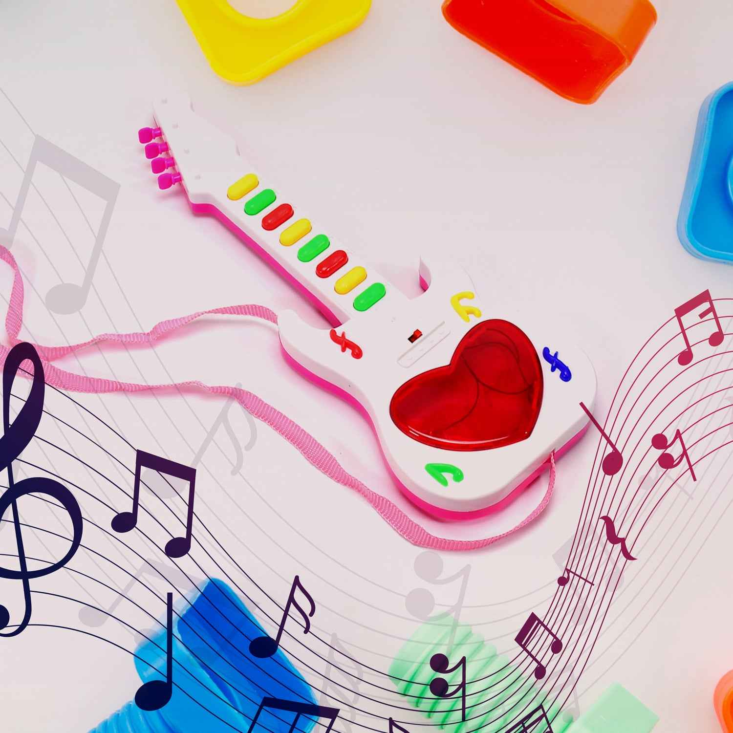 4464 Battery Operated Musical Instruments Mini Guitar Toys And Light For 3+years Old Kids.