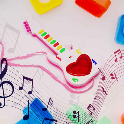4464 Battery Operated Musical Instruments Mini Guitar Toys And Light For 3+years Old Kids.