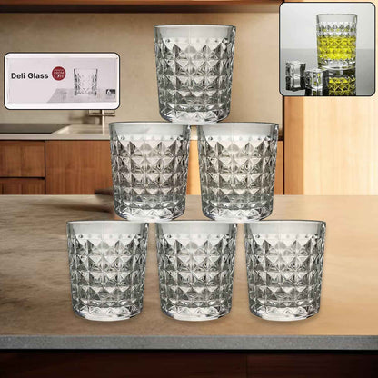 Premium Crystal Style Glass Tumbler Set (6 Pc 210 Ml) - BeSh Deals®