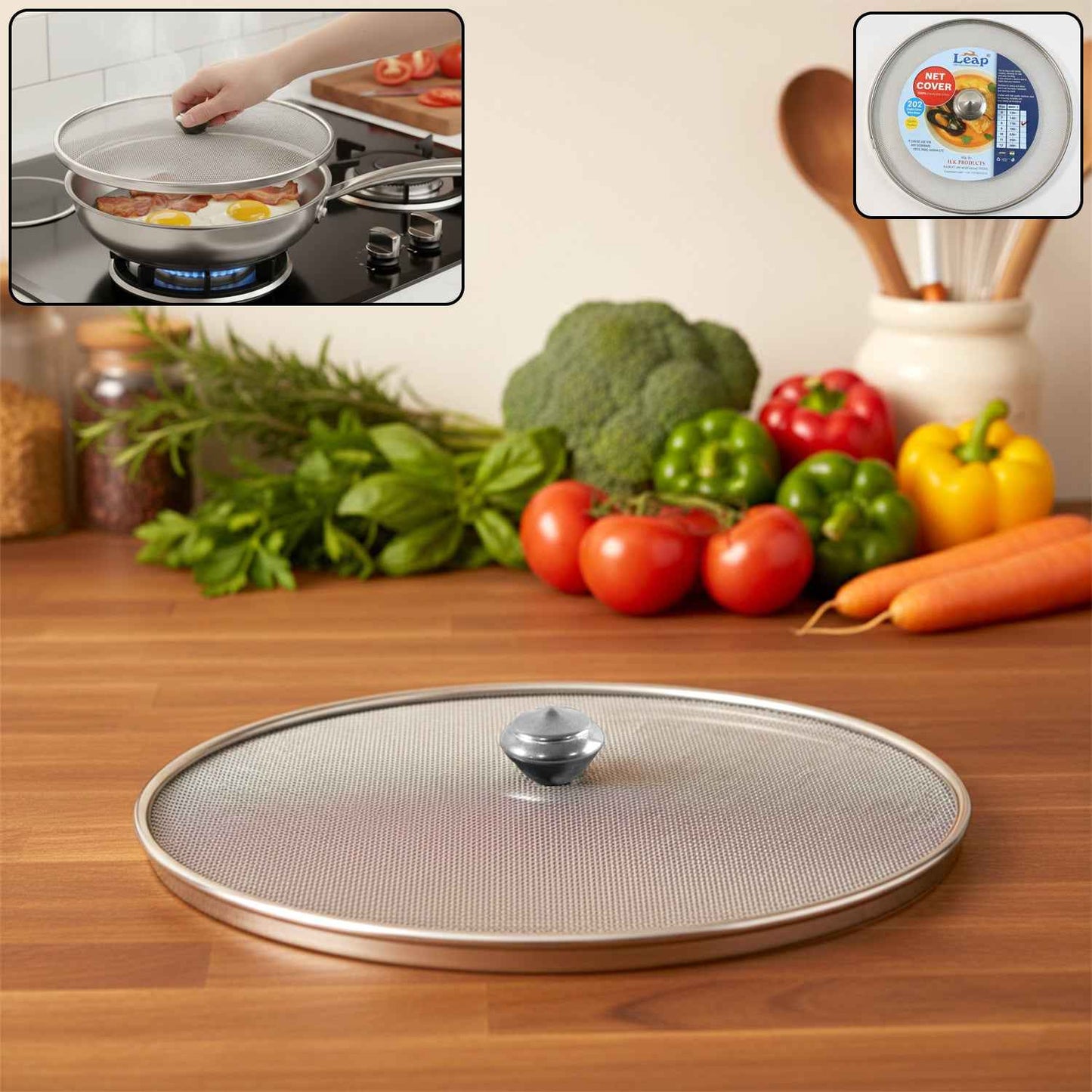 Stainless Steel Fine Mesh Food Net Cover Lid  8 Inch