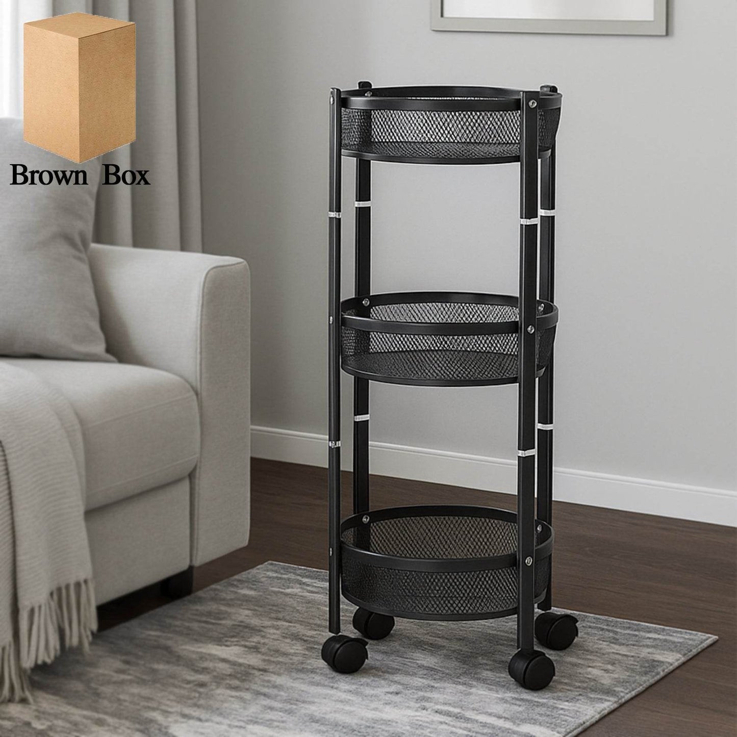 3-layer Round Metal Mesh Utility Storage Trolley With Wheels - Best Deals at BeSh Deals®