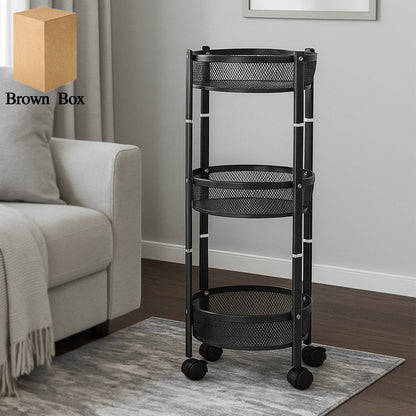3-layer Round Metal Mesh Utility Storage Trolley With Wheels - Best Deals at BeSh Deals®