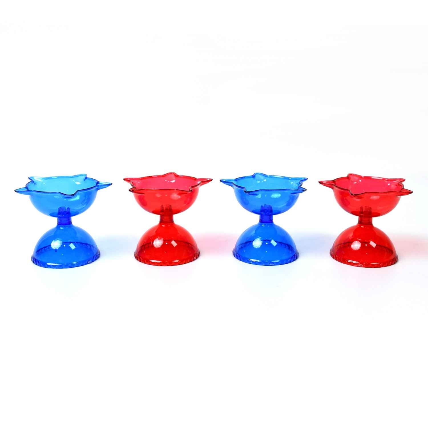 Colourful Reflection Diya Combo Plastic Candle Cup With Multi Shape (4 Pcs Set)