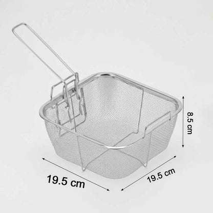 Stainless Steel Deep Fryer Basket With Long Handle (1 Pc)