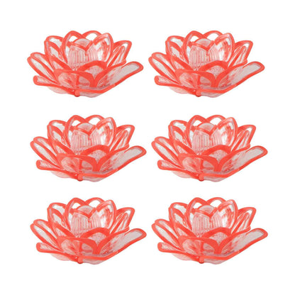 Set Of 6 Lotus Shaped Led Flameless Decorative Candles