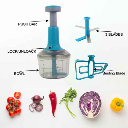 Supermom Premium Manual Push Chopper And Vegetable Cutter (750ml  1 Pc)