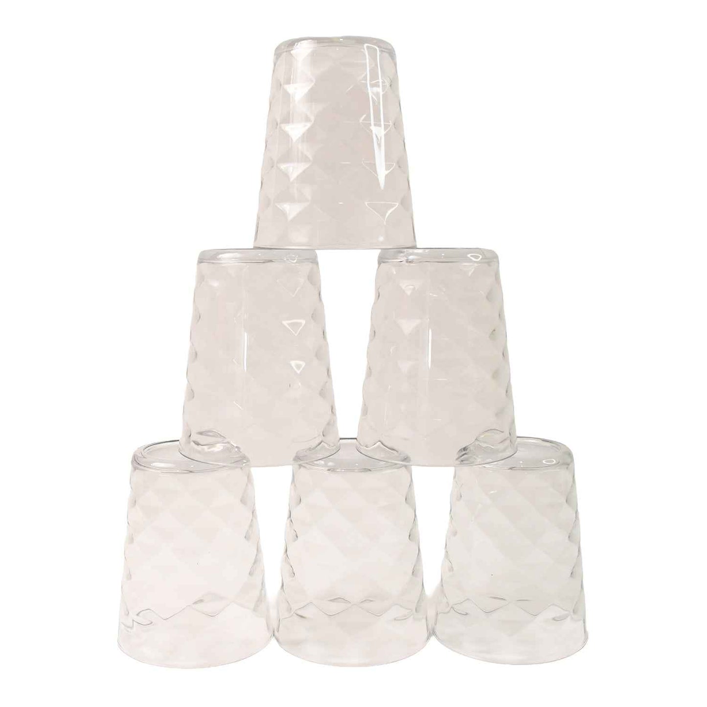 Apex Pyramid Design Unbreakable Plastic Glass  300 Ml