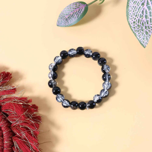 Elegant Dual-tone Crystal Beaded Stretch Bracelet (1 Pc)