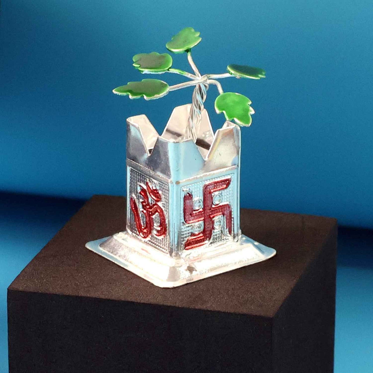 Tulsi Plant Miniature Idol With Mandir Kalash Base - (1 Pc)
