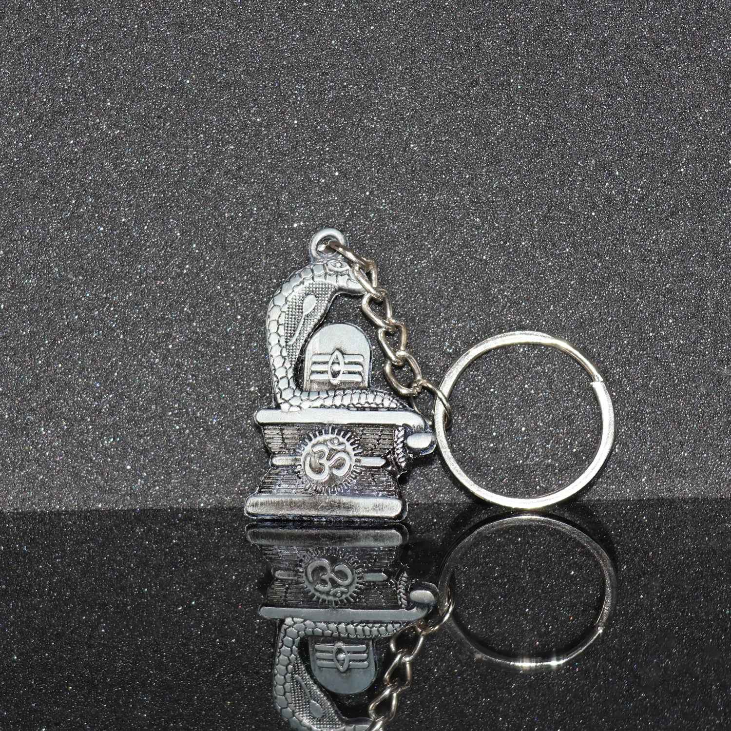 Shivling With Snake Design Silver Keychain (1 Pc)