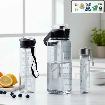 3 In 1 Multipurpose Water Bottle Set(2000 Ml+ 900 Ml+ 500 Ml 3 Pc Set)