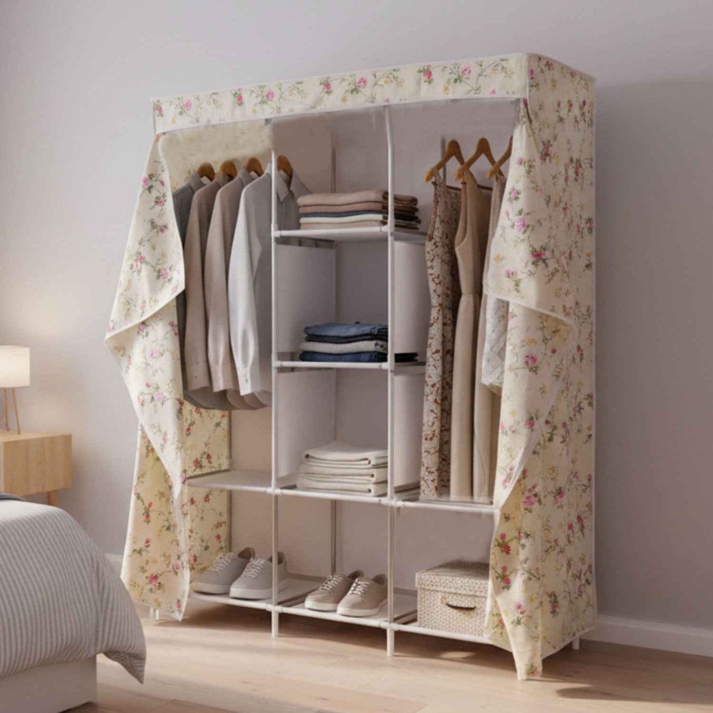 8 Compartment Portable Fabric Wardrobe Closet Collapsible Wardrobe Racks