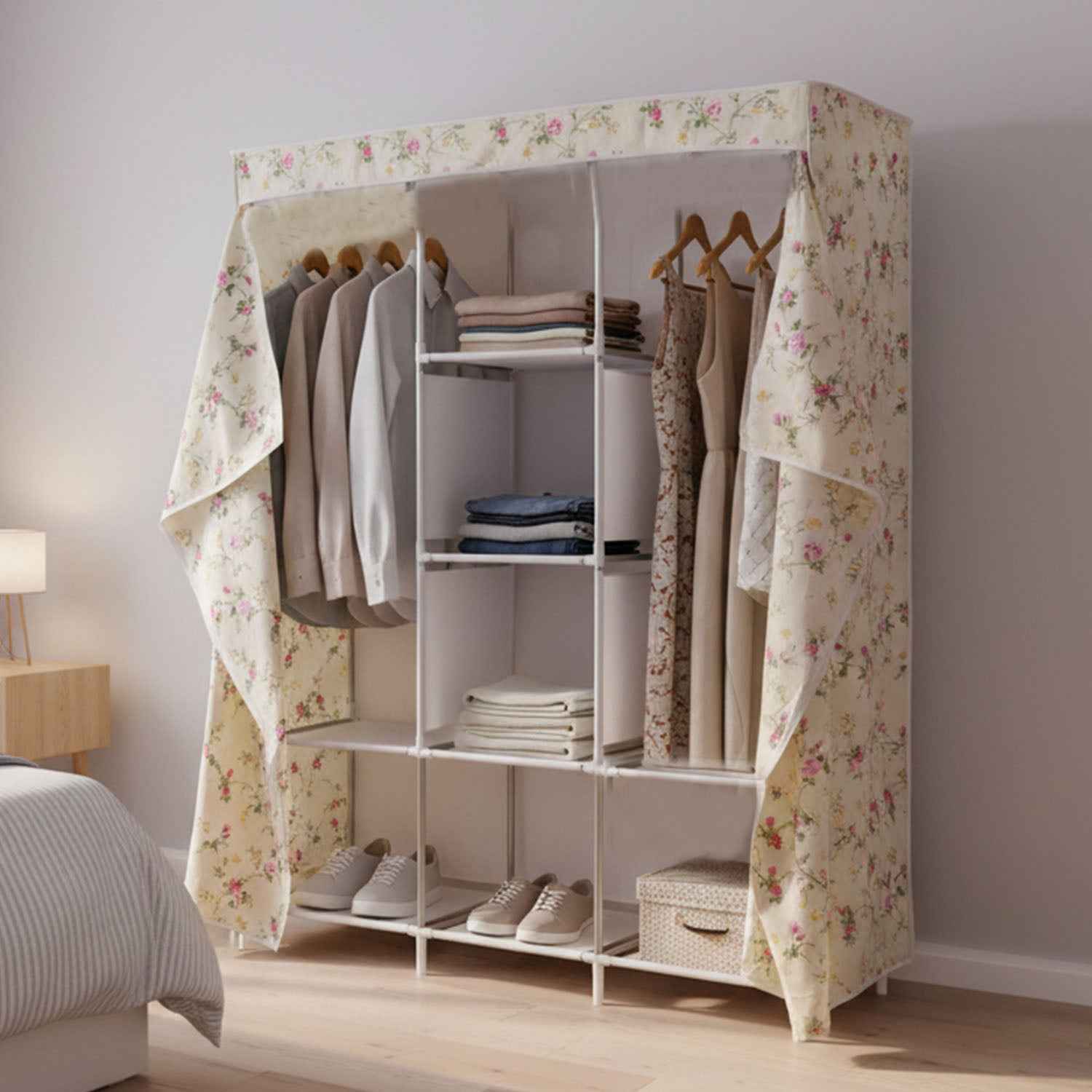 8 Compartment Portable Fabric Wardrobe Closet Collapsible Wardrobe Racks