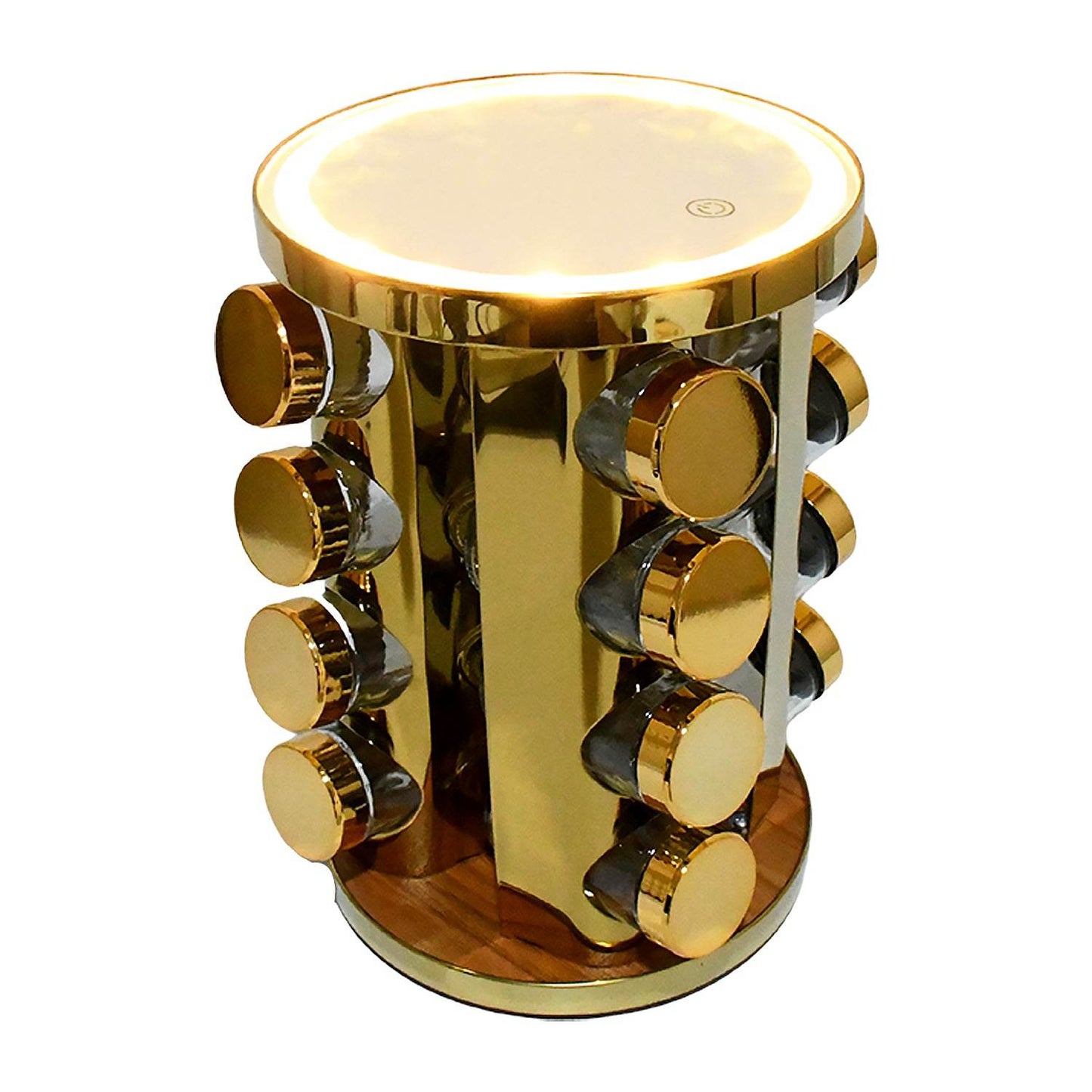 10009 Led Spice Rack Organizer Rotating Spice Rack With Free 16 Seasoning Jars Revolving Tower Organizer Stainless Steel For Kitchen Storage (Golden  16 Pc  Moq - 6 Pc) - Best Deals at BeSh Deals®