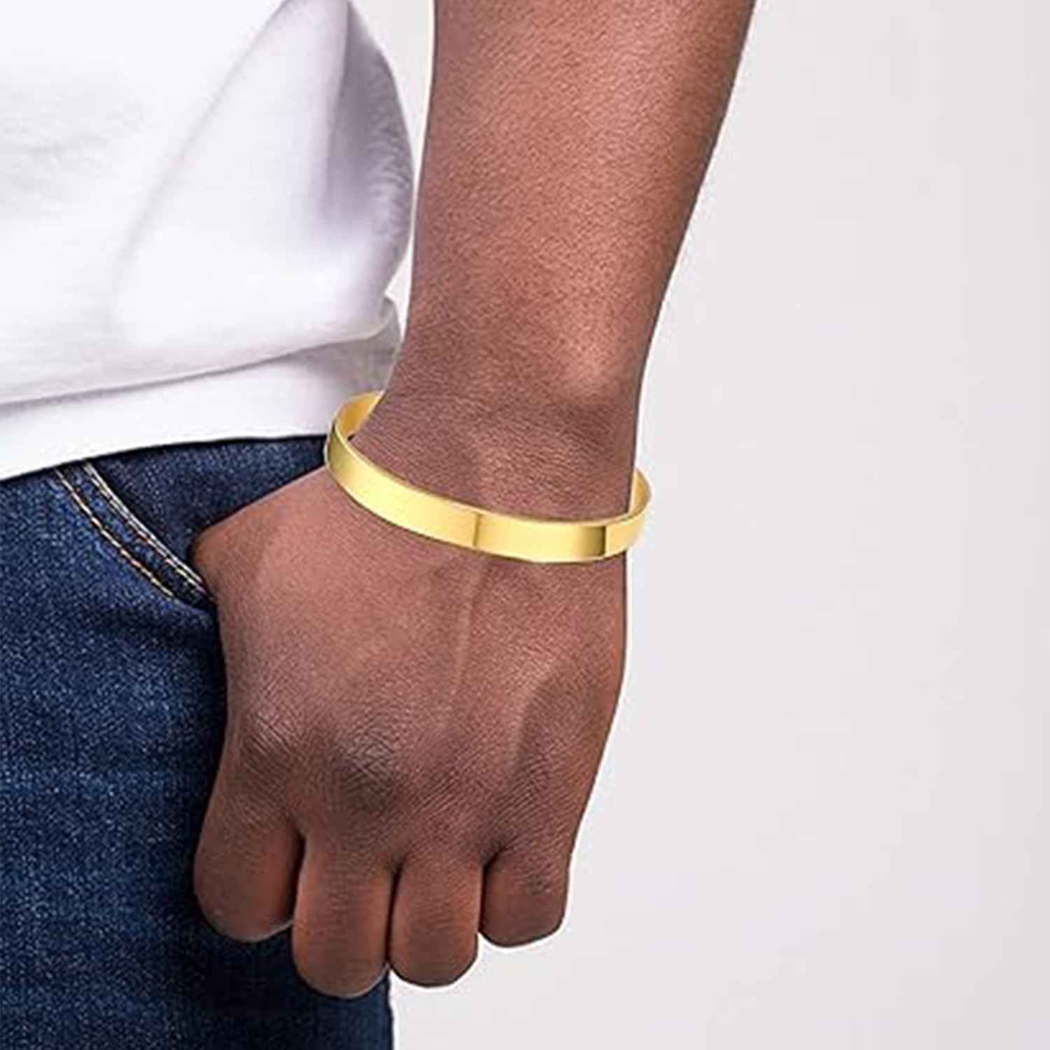 Elegant Gold Finish Open Cuff Bracelet Kada (1 Pc)