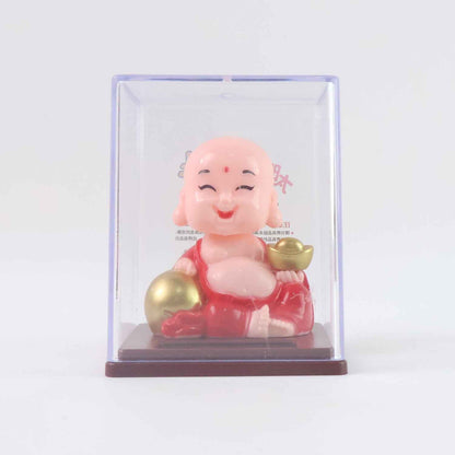 Solar Power Moving Head Buddha Statue Car Ornament (1 Pc  Mix Color)
