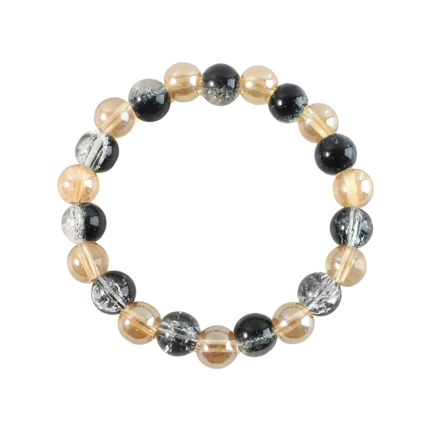 Elegant Dual-tone Crystal Beaded Stretch Bracelet (1 Pc)