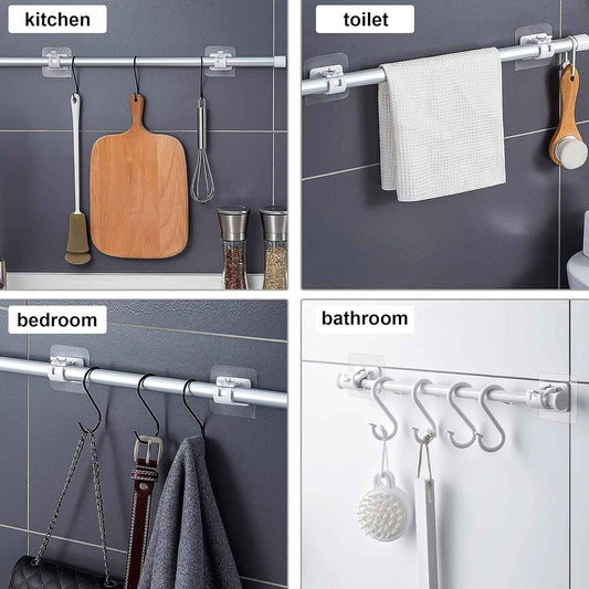 Multipurpose No-drill Wall Mounted Adhesive Towel Rod Holder (1 Pc)