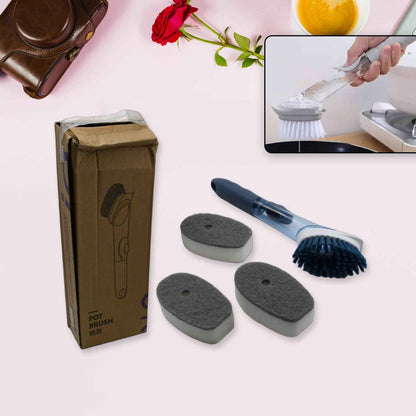 1271c Mix Color Dish Scrubber With Soap Dispenser Soap Dispensing Dish Brush Set Dishwashing Brushes Kitchen Scrub Dish Wand For Dishes Sink Pot Pan Cleaning And Washing1 Handle3refill Replacement Head
