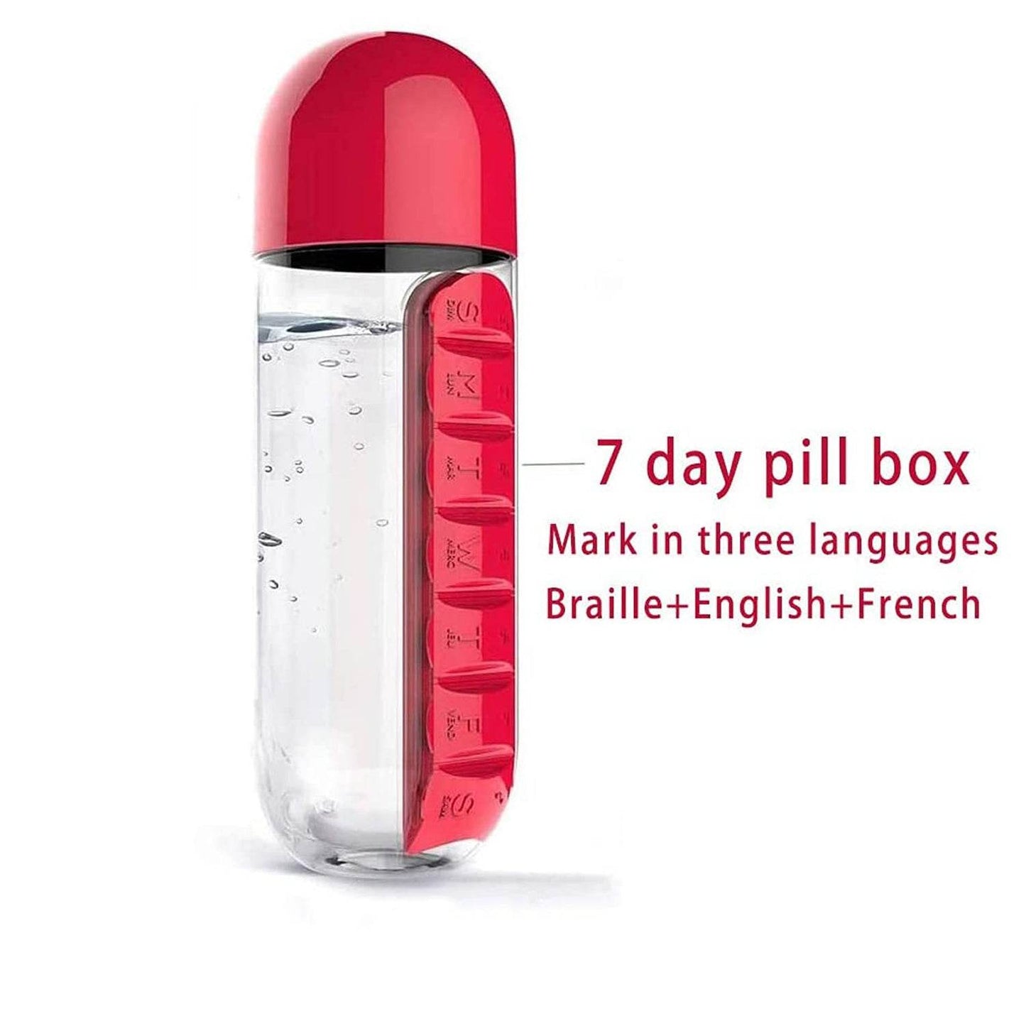 Water Bottle With Built-in 7-day Pill Organizer Approx 900ml (1 Pc) - Best Deals at BeSh Deals®