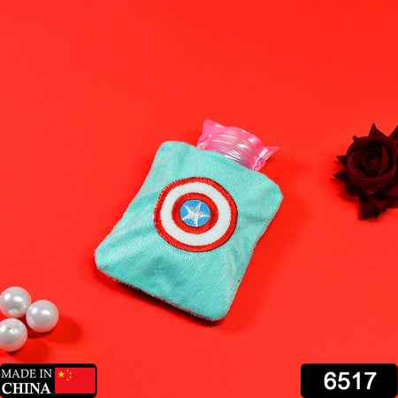 6517 Captain Americas Shield Small Hot Water Bag With Cover For Pain Relief Neck Shoulder Pain And Hand Feet Warmer Menstrual Cramps.