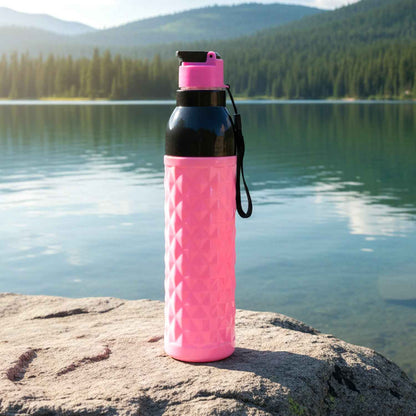 Plastic 1000 Ml Approx Diamond Pattern Leakproof Water Bottle (1 Pc) - BeSh Deals®