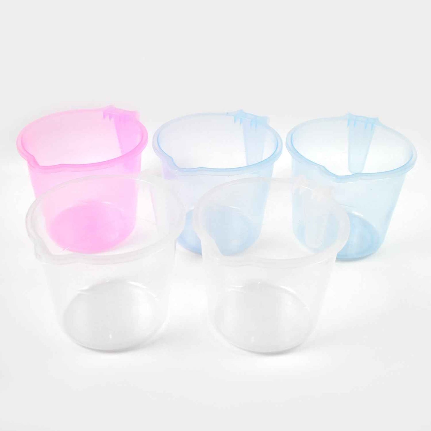Plastic Round Transparent Bath Water Mug (5 Pc  Mix Colour  1200 Ml)